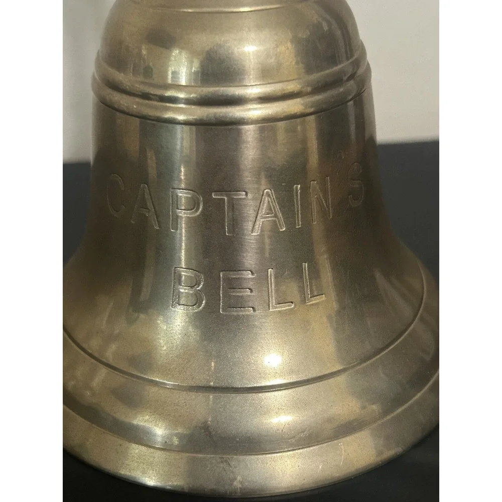 Vintage‎ Captain's Bell Solid Brass Nautical Ship Bell w/ Clapper Marine Decor